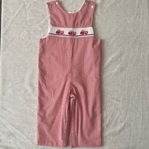 24M Petit Bebe Firetruck Smocked Longall | EUC